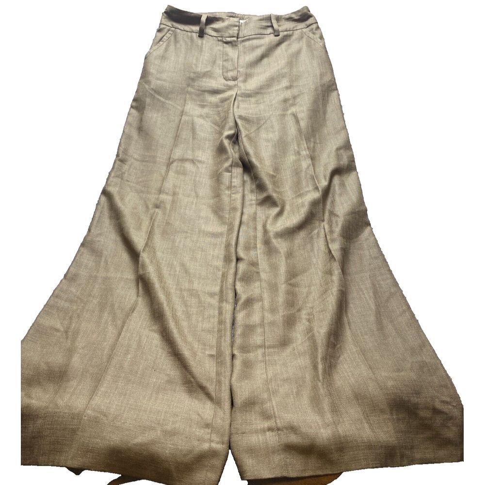 Trina Turk Pants Womens 6 Tan Wide Leg‎ High Rise Front Pockets Womens